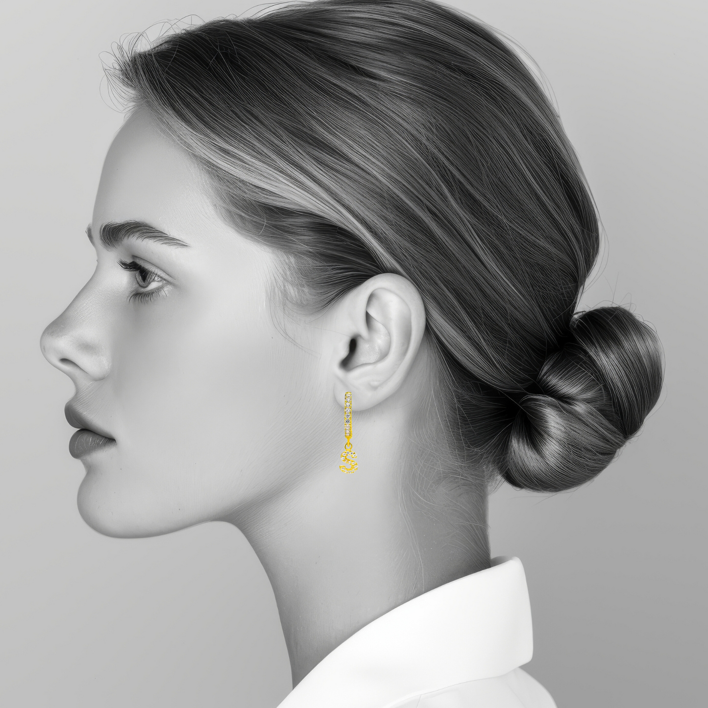 Personalized Diamond Initial Earring