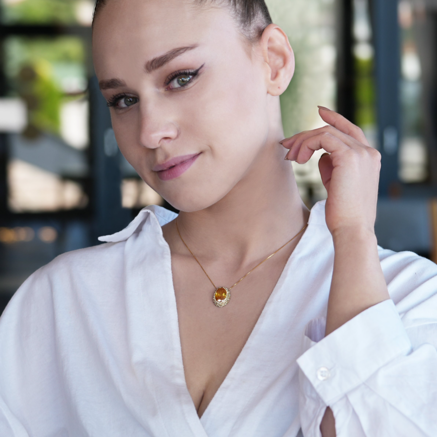 Citrine Pendant Necklace - shopzeyzey