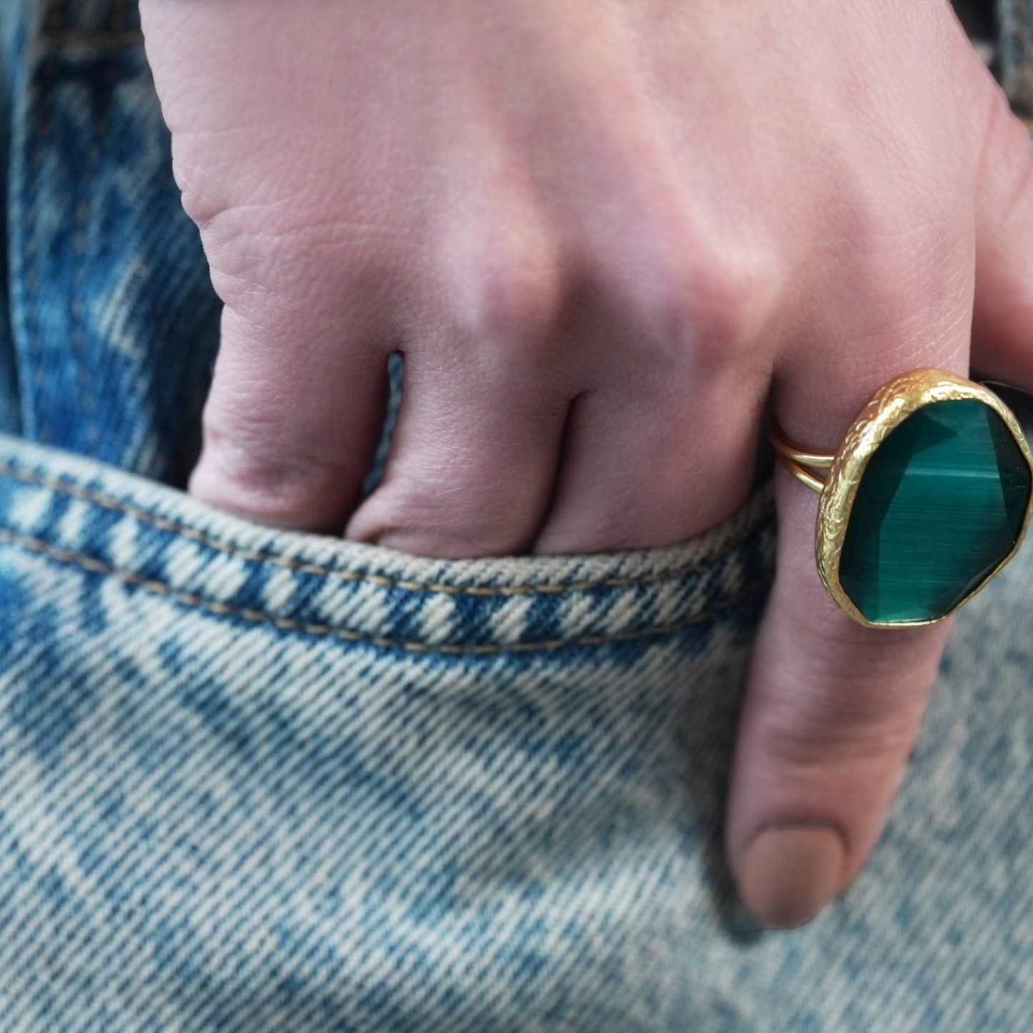 Green Cat Eye Ring - shopzeyzey