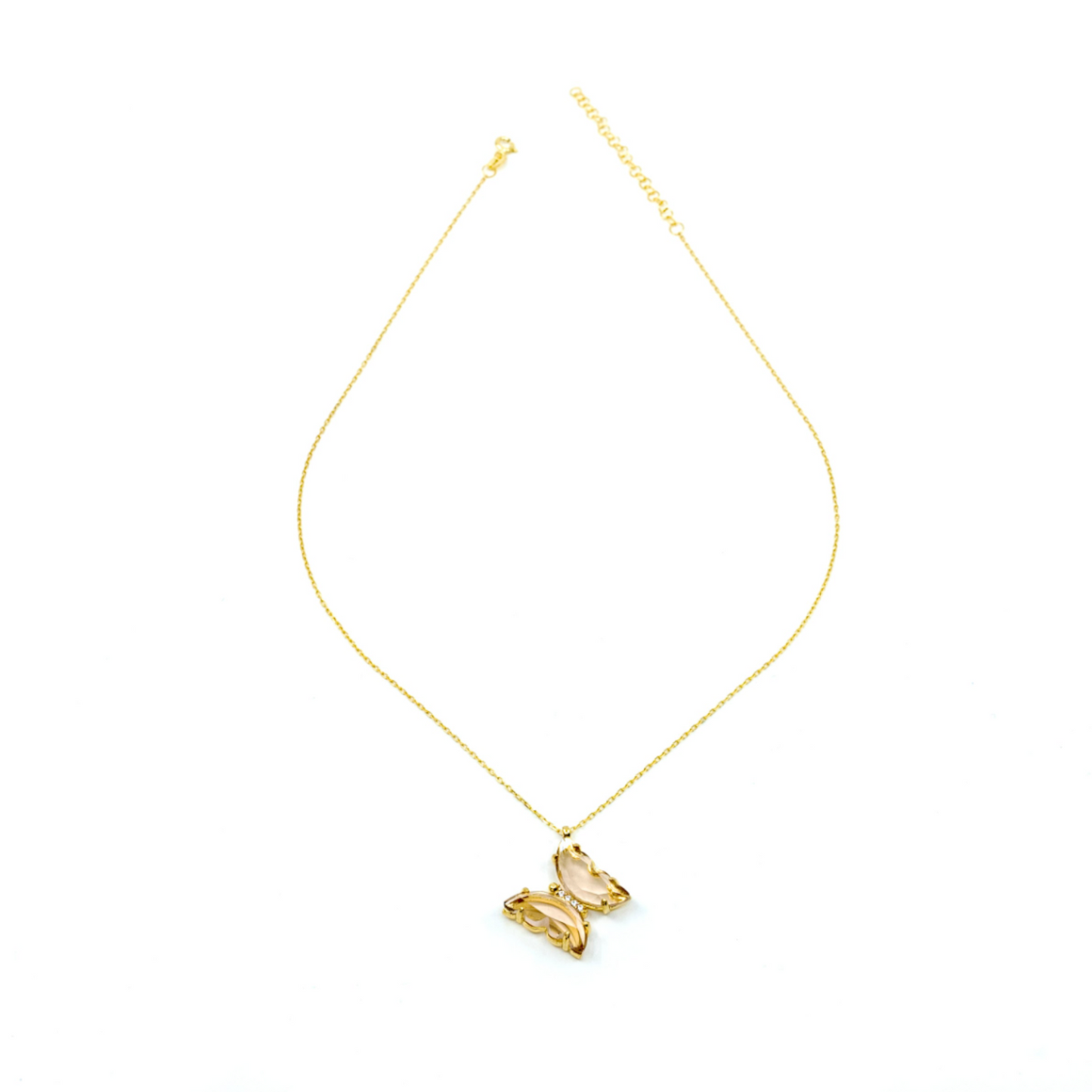 Gold plated Crystal Butterfly Necklace - shopzeyzey