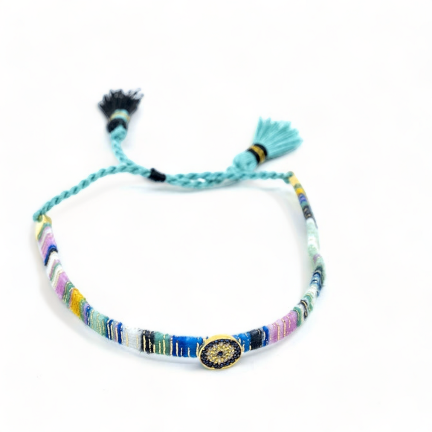 Evil Eye Bracelet with Colorful Threads - shopzeyzey