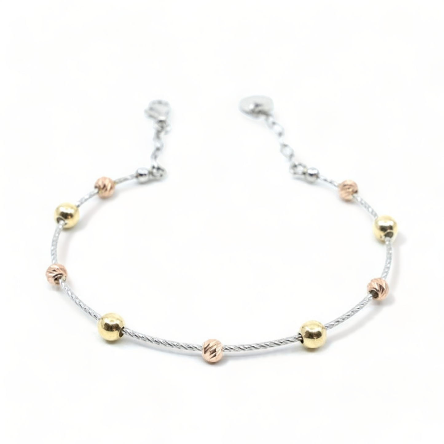 Silver Bracelet with Separated Gold Beads - shopzeyzey