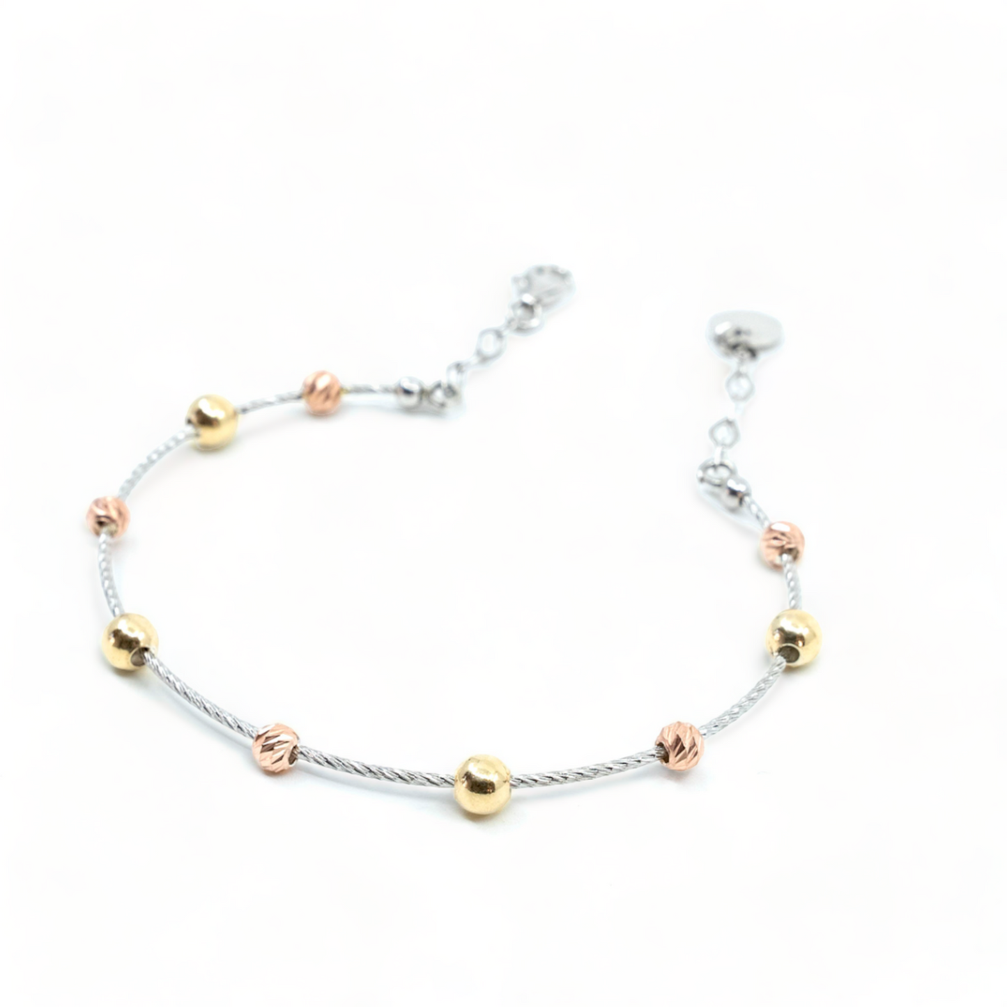 Silver Bracelet with Separated Gold Beads - shopzeyzey