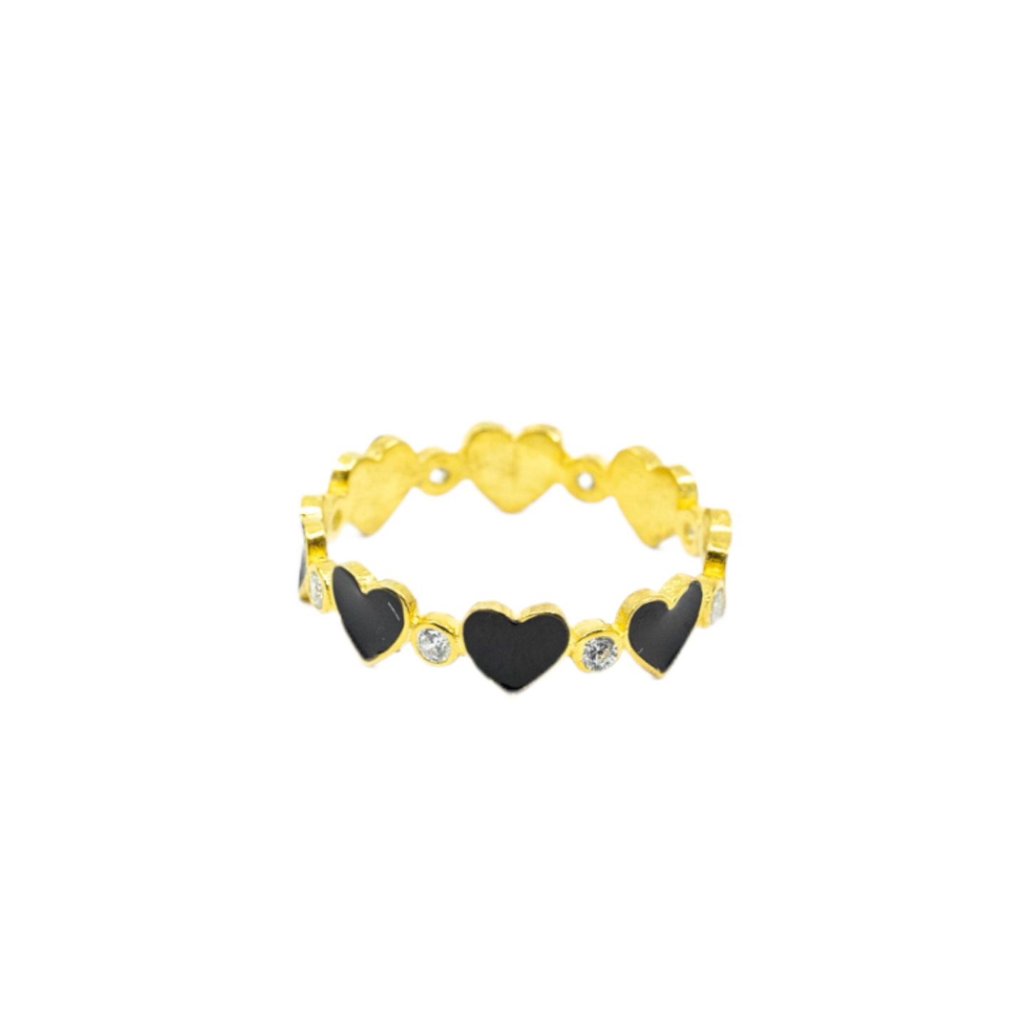 Black Heart To Heart Ring With CZ Diamonds - shopzeyzey