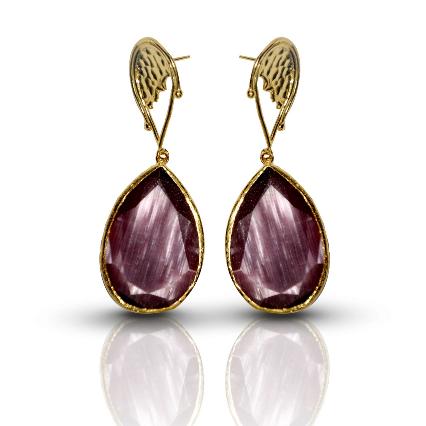 Aurora Purple Rain Drop Gold Earrings - shopzeyzey