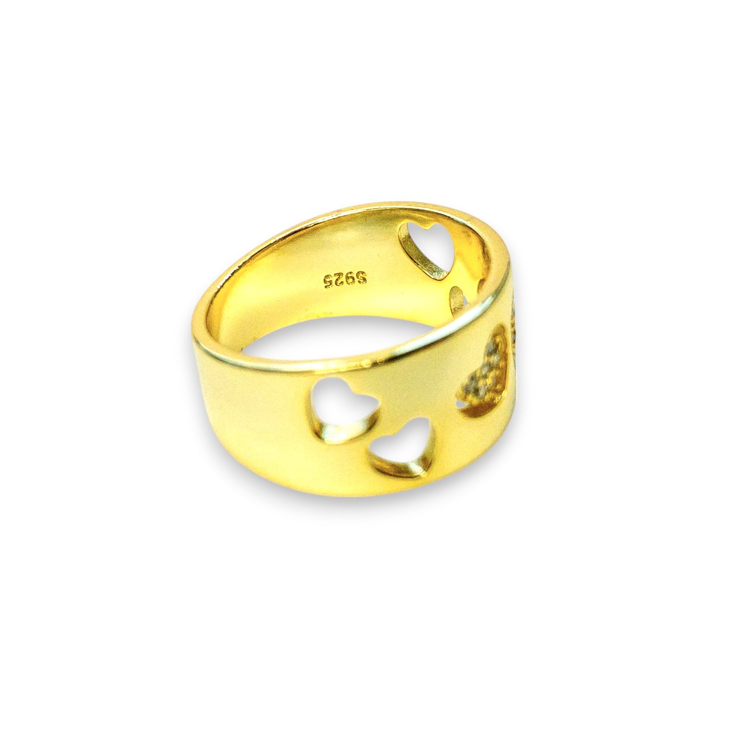 14K gold-plated sterling silver heart ring with cubic zirconia stone