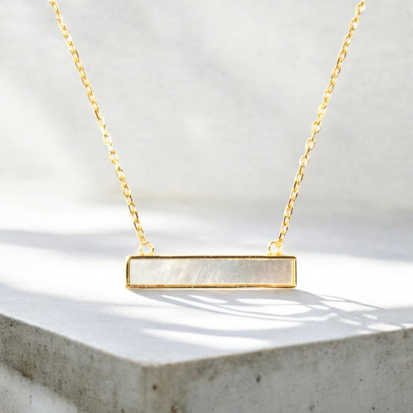 Mother of Pearl necklace with 18K gold-plated sterling silver chain