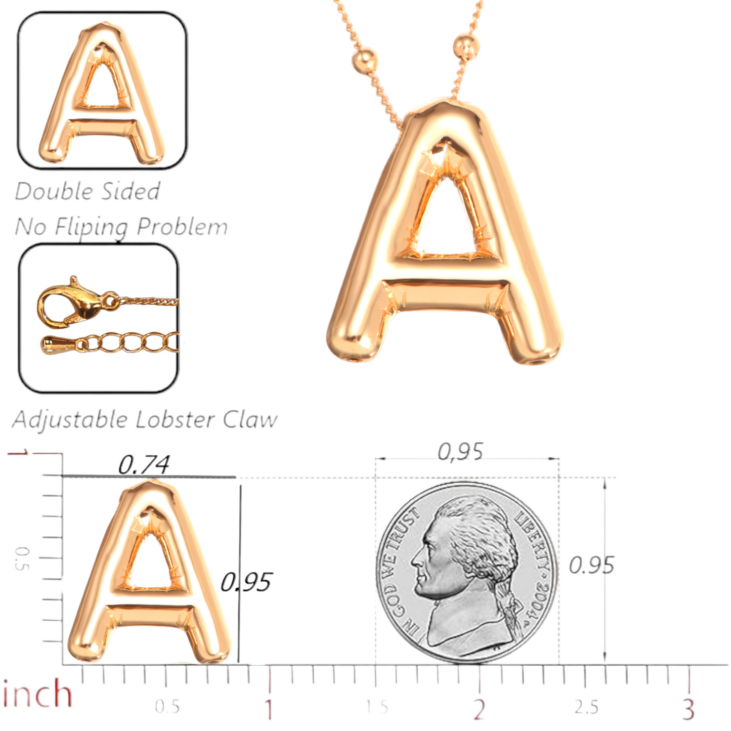 3D Personalized Bubble Initial Necklace