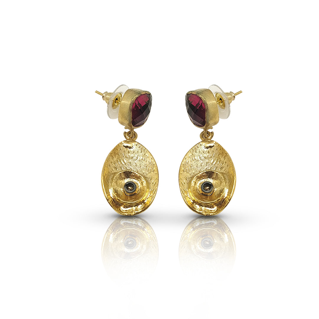 Bold Elegance | Handmade Gold-Plated Red CZ Earrings with White CZ Accents - shopzeyzey