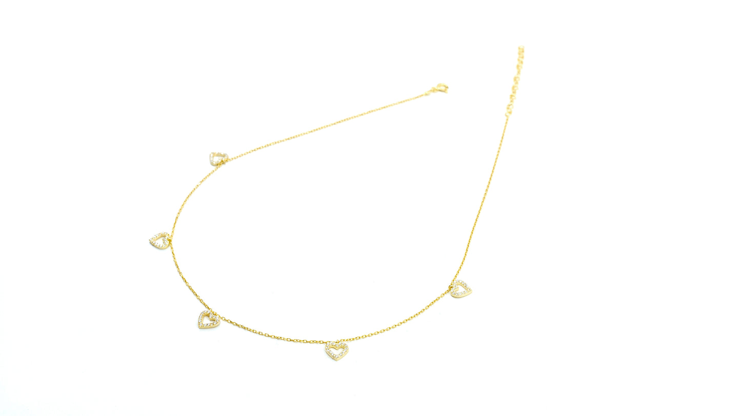 Five Open Hearts Choker Necklace - shopzeyzey