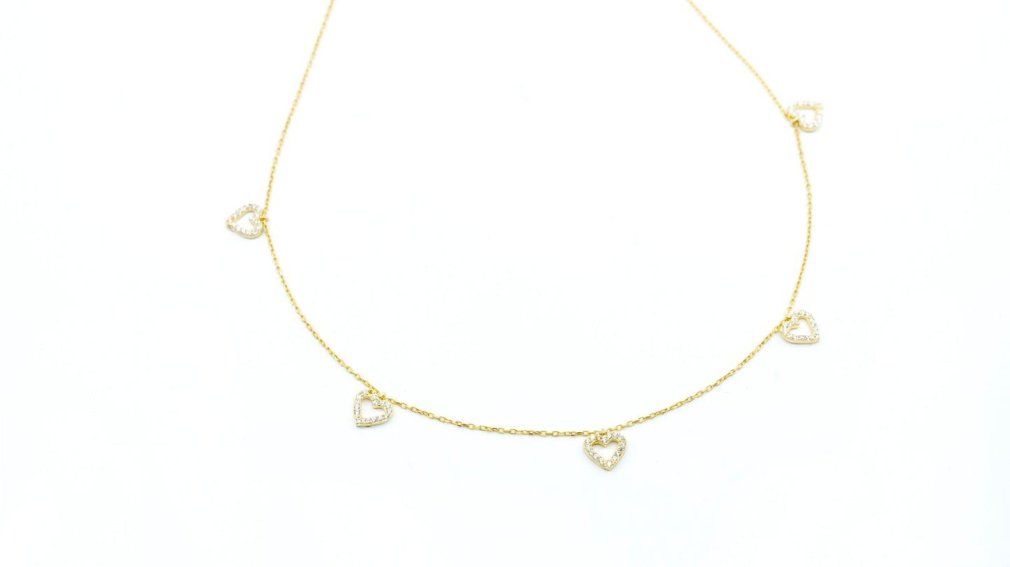 Five Open Hearts Choker Necklace - shopzeyzey