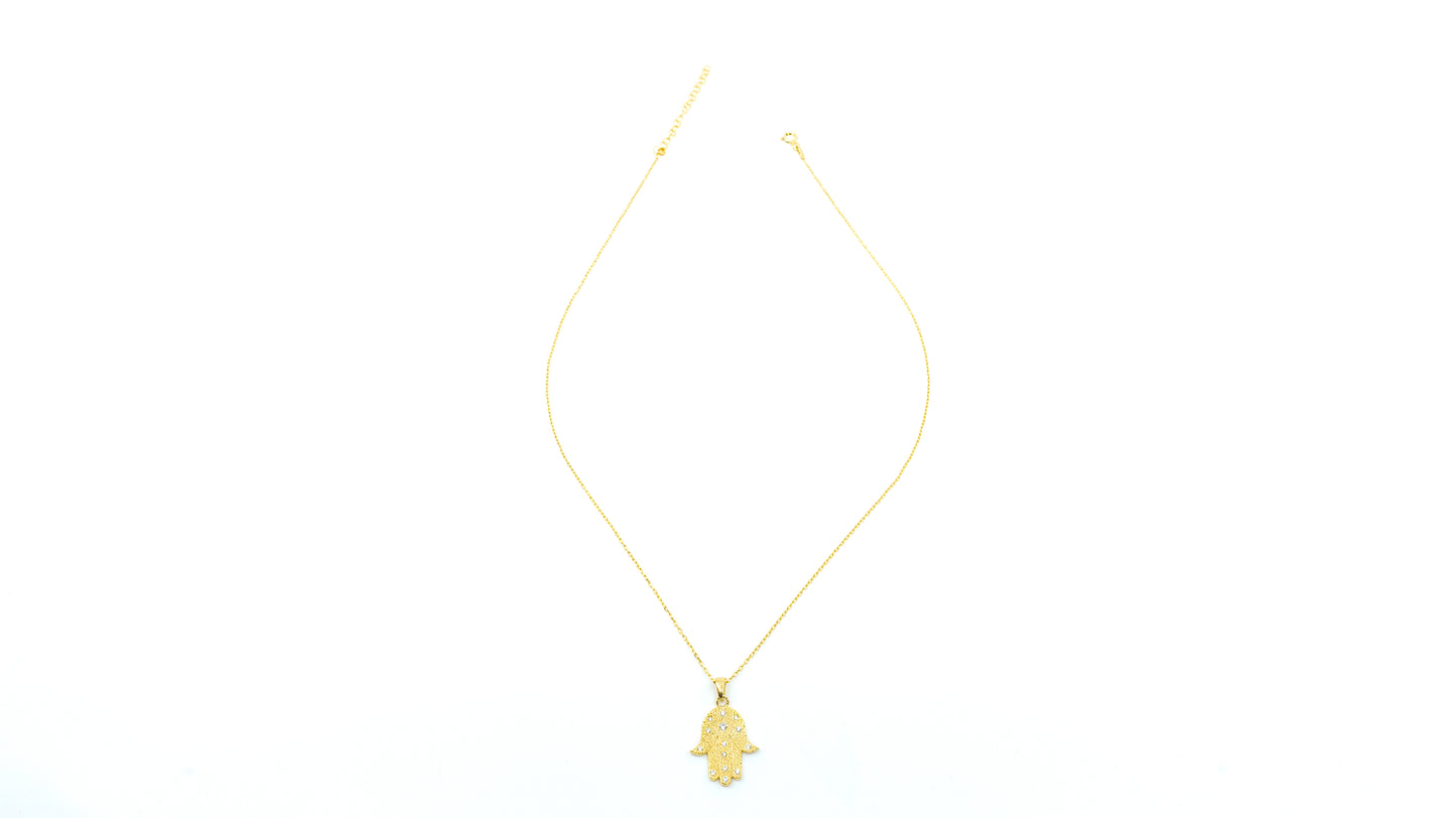 Gold Hamza Necklace with CZ stones - shopzeyzey