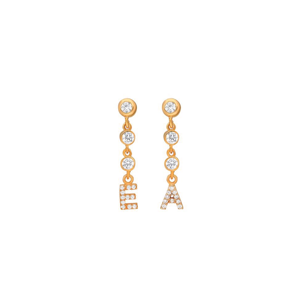 Personalized Diamond Chain Initial Earring - shopzeyzey