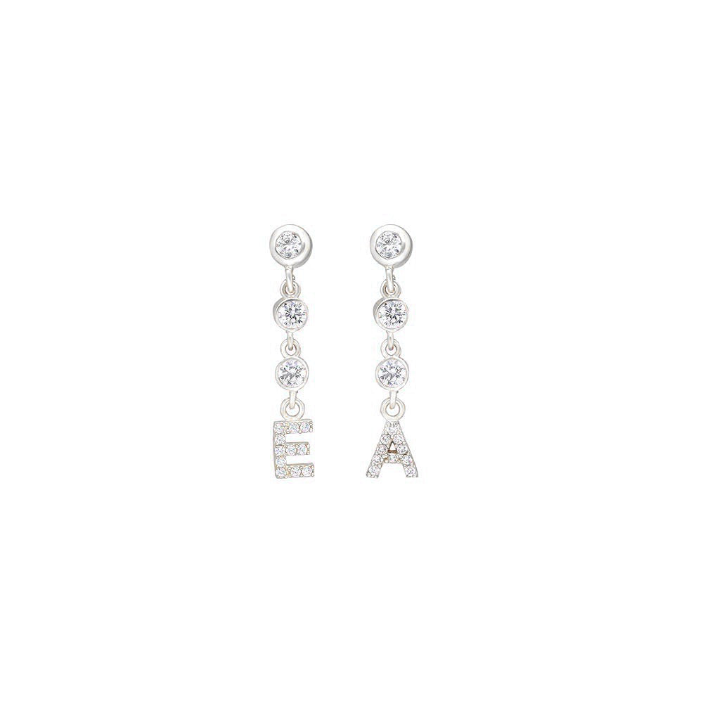 Personalized Diamond Chain Initial Earring - shopzeyzey