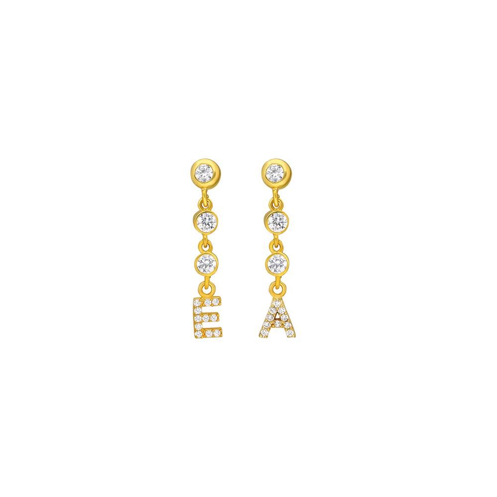 Personalized Diamond Chain Initial Earring - shopzeyzey