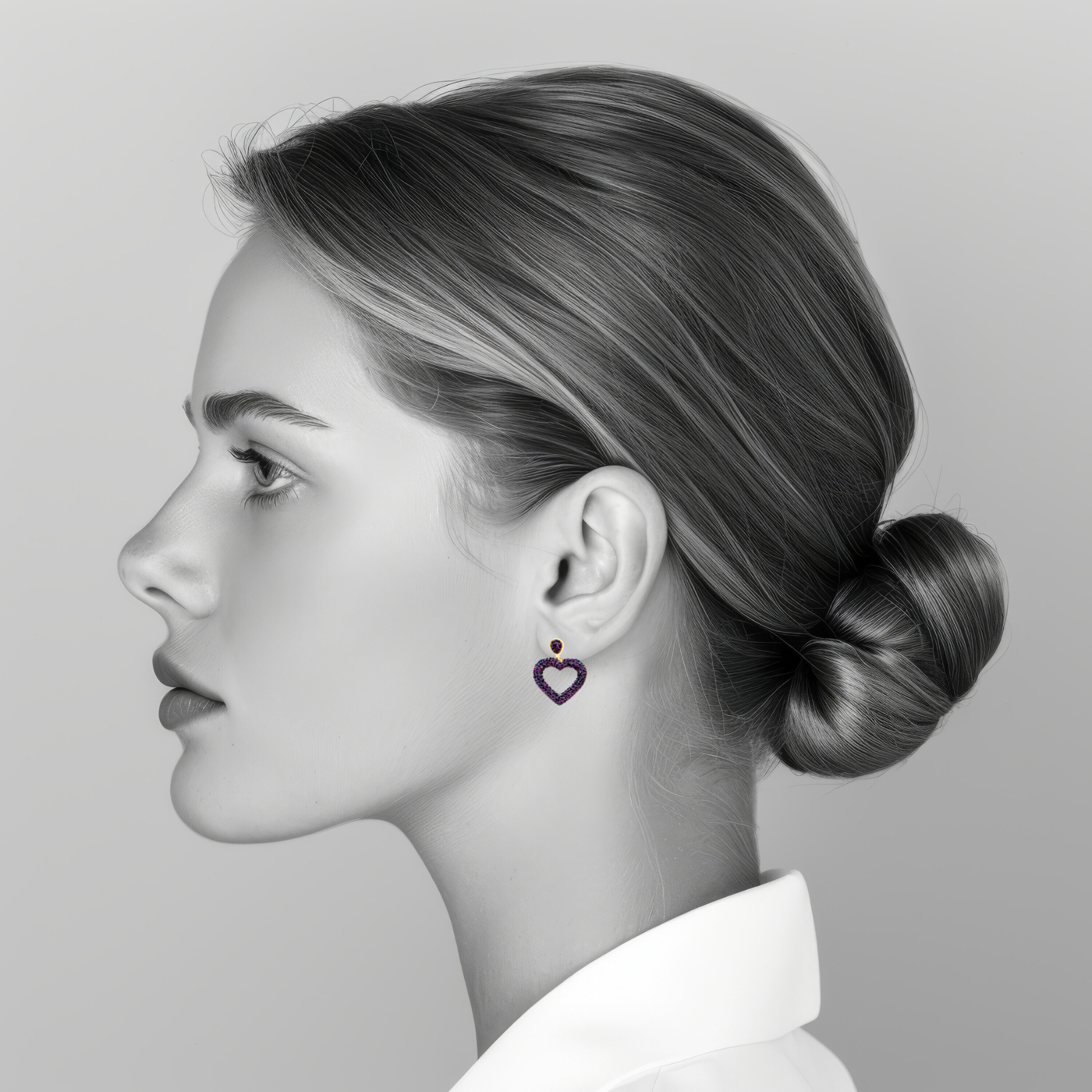 Purple Open Heart Earrings