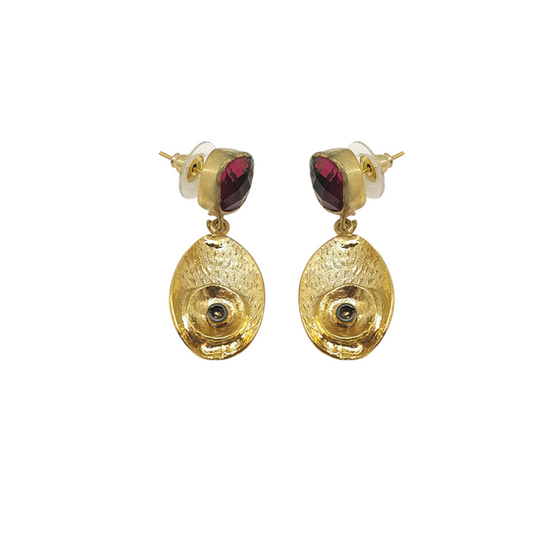 Bold Elegance | Handmade Gold-Plated Red CZ Earrings with White CZ Accents - shopzeyzey