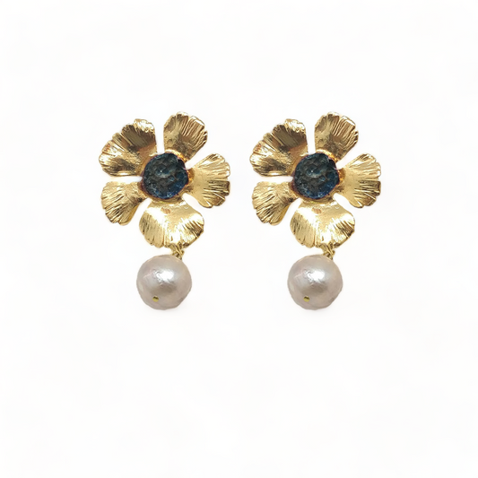 Timeless Elegance | Handmade Gold-Plated Pearl Earrings - shopzeyzey