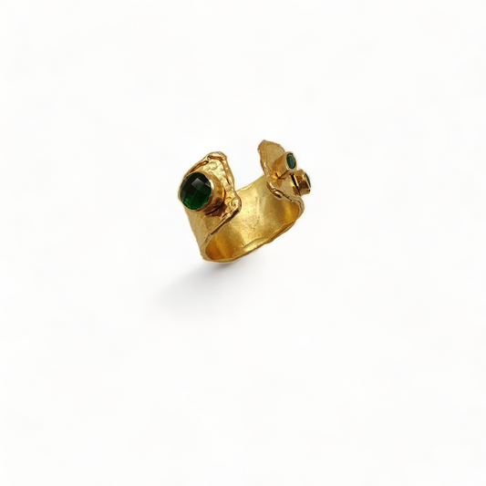 Aurora Fancy Two Side Cuff Gold Ring - shopzeyzey