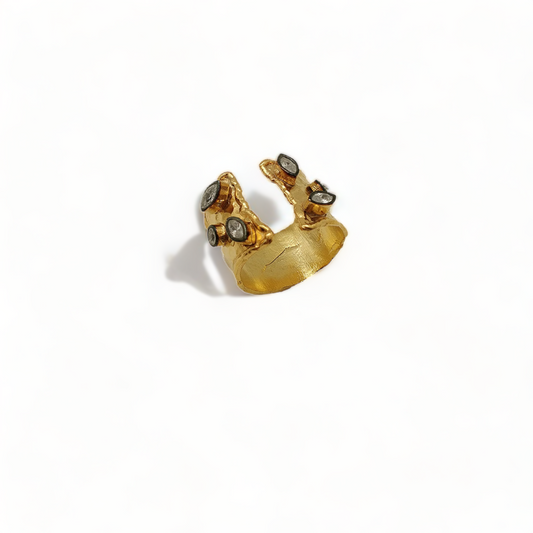 Aurora Fancy Two Side Cuff Gold Ring - shopzeyzey