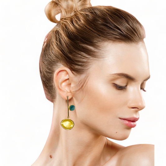 Aurora Mustard Modern Gold Earings - shopzeyzey