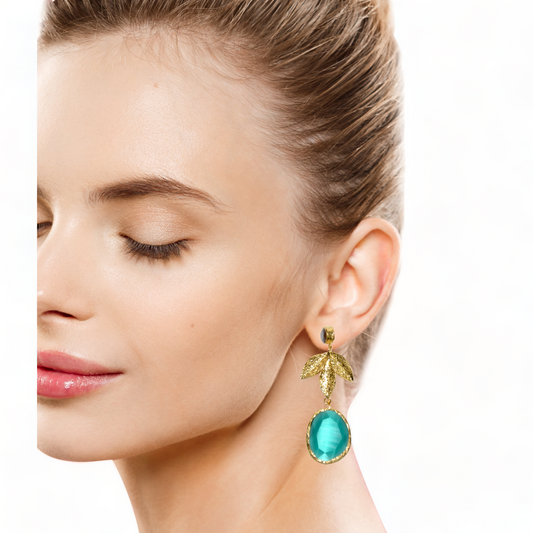 Aurora Turquoise Gold Earrings - shopzeyzey
