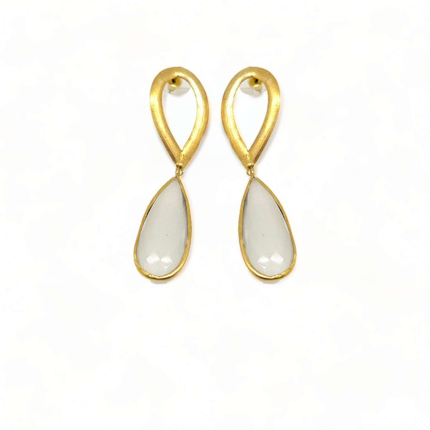 Mystical Allure | Handmade Gold-Plated White Cat's Eye Earrings - shopzeyzey
