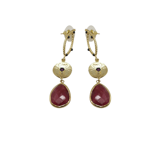 Passion and Elegance | Handmade Gold-Plated Ruby Corundum Earrings - shopzeyzey