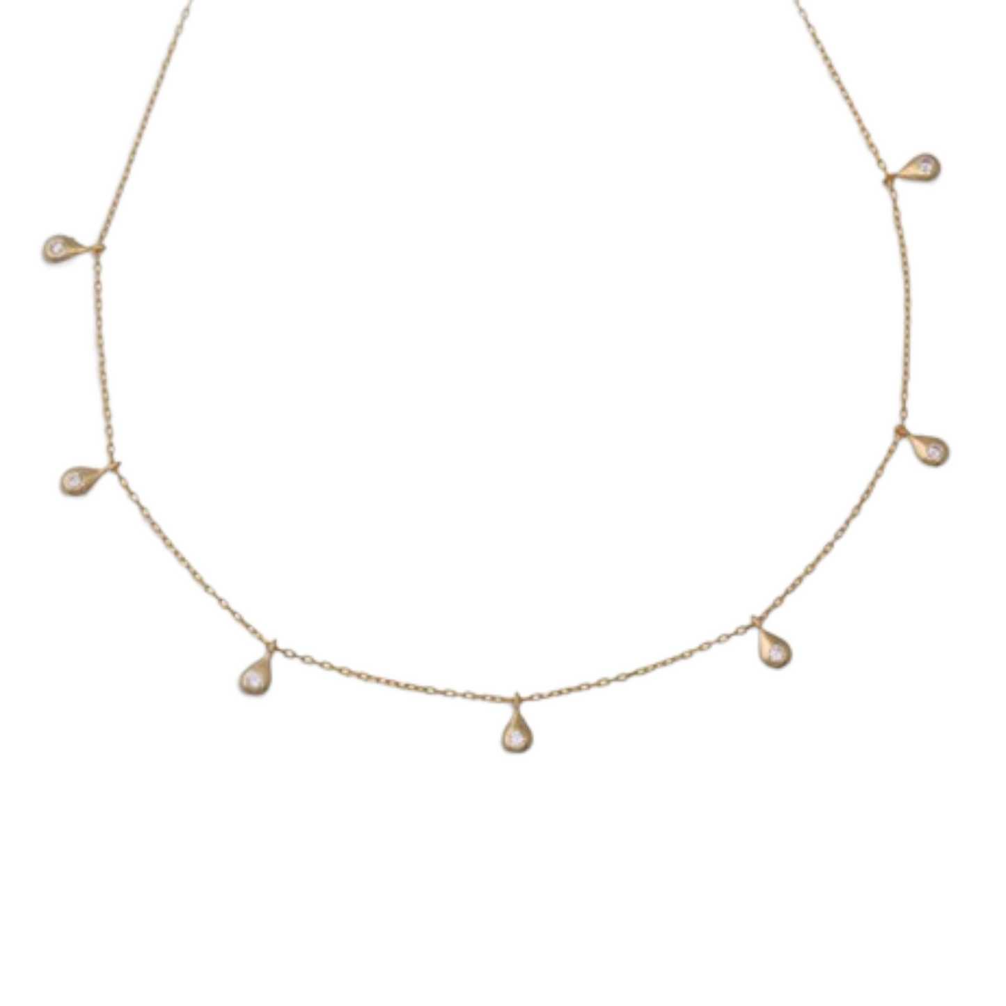 7 Diamond Teardrop Necklace | Sterling Silver | 16"+2" Extension | Plating Options - shopzeyzey