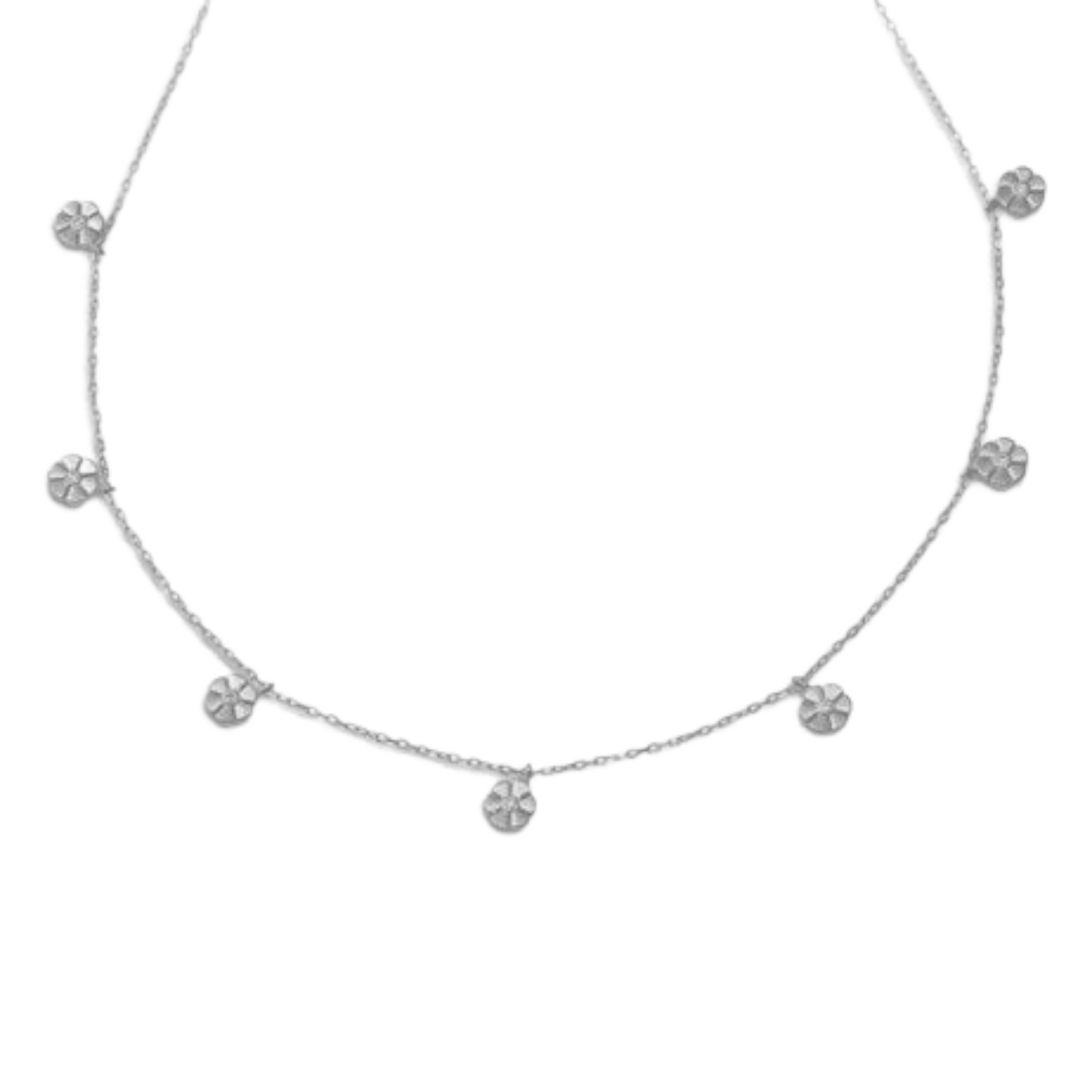 7 Flower CZ Stone Necklace | Sterling Silver | 16"+2" Extension | Plating Options | Tarnish-Resistant - shopzeyzey