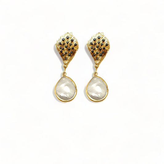 Elegant Bloom Tops | Handmade Gold-Plated Pearl Earrings - shopzeyzey