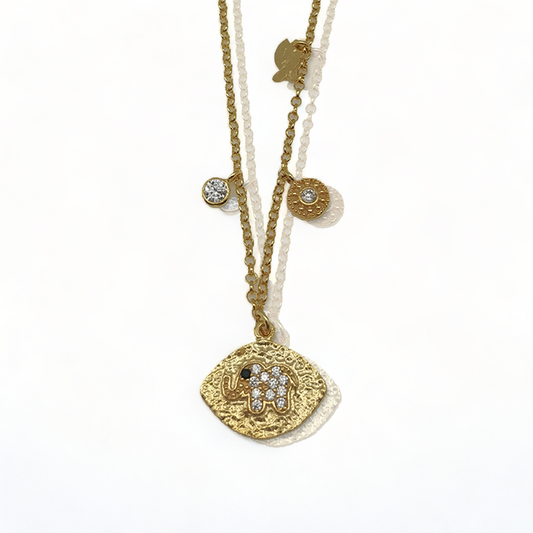 Dainty Diamond Elephant Charm Necklace - shopzeyzey