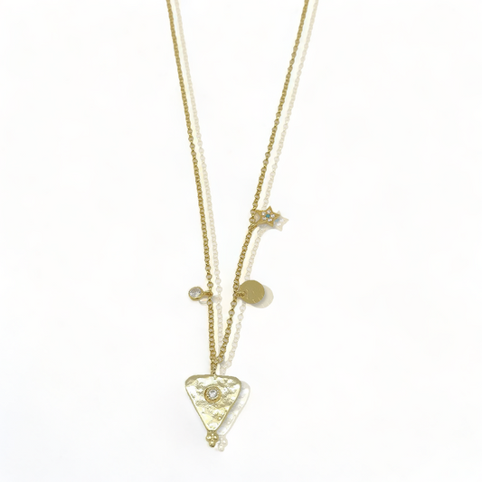 Dainty Diamond Triangle Charm Necklace - shopzeyzey