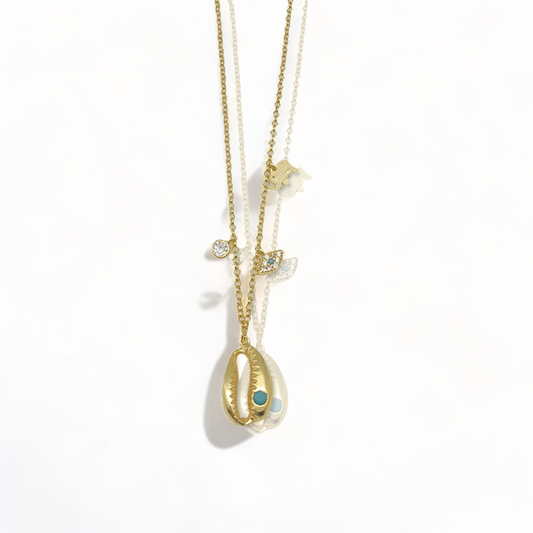 Dainty Diamond Shell Charm Necklace - shopzeyzey