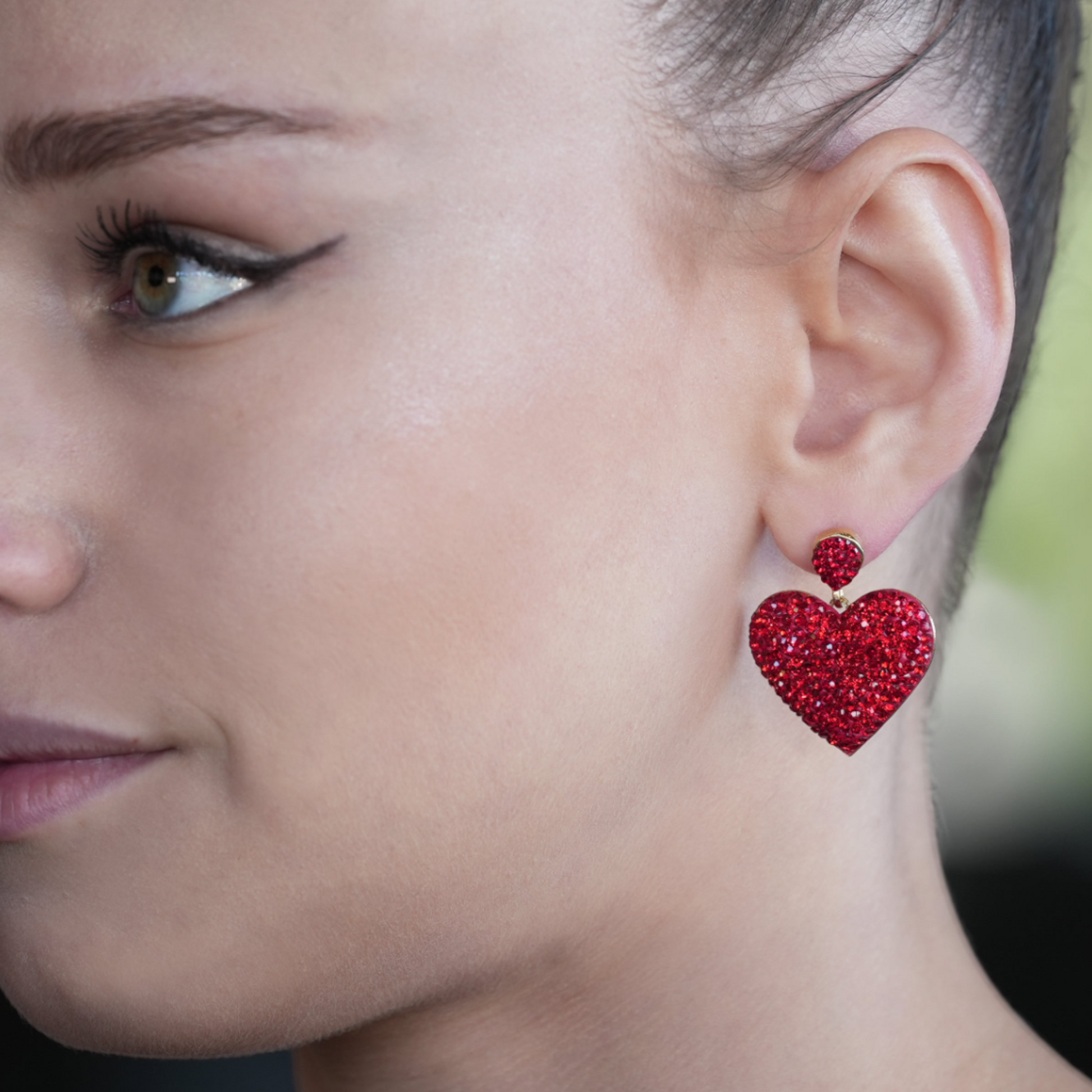 Sparkly Red Heart Earring - shopzeyzey