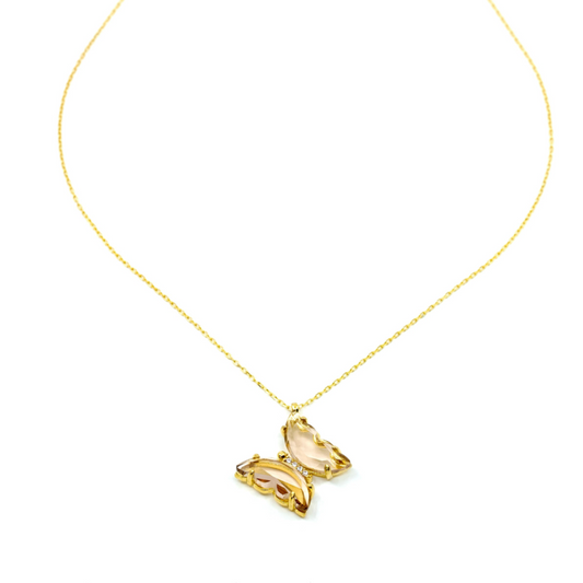 Gold plated Crystal Butterfly Necklace - shopzeyzey