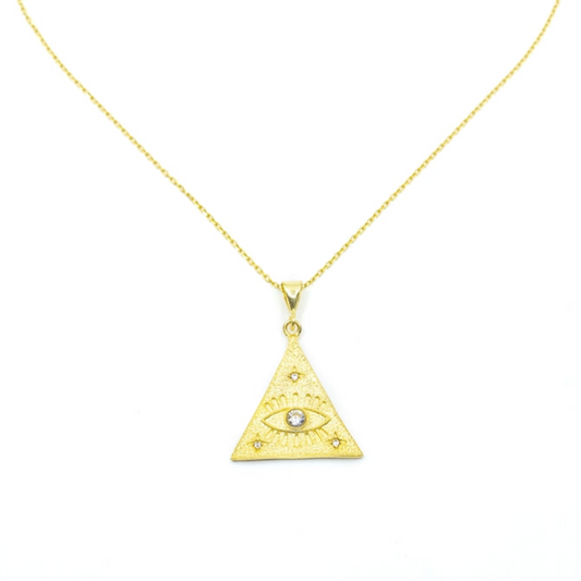 Gold Triangle Evil Eye Necklace - shopzeyzey