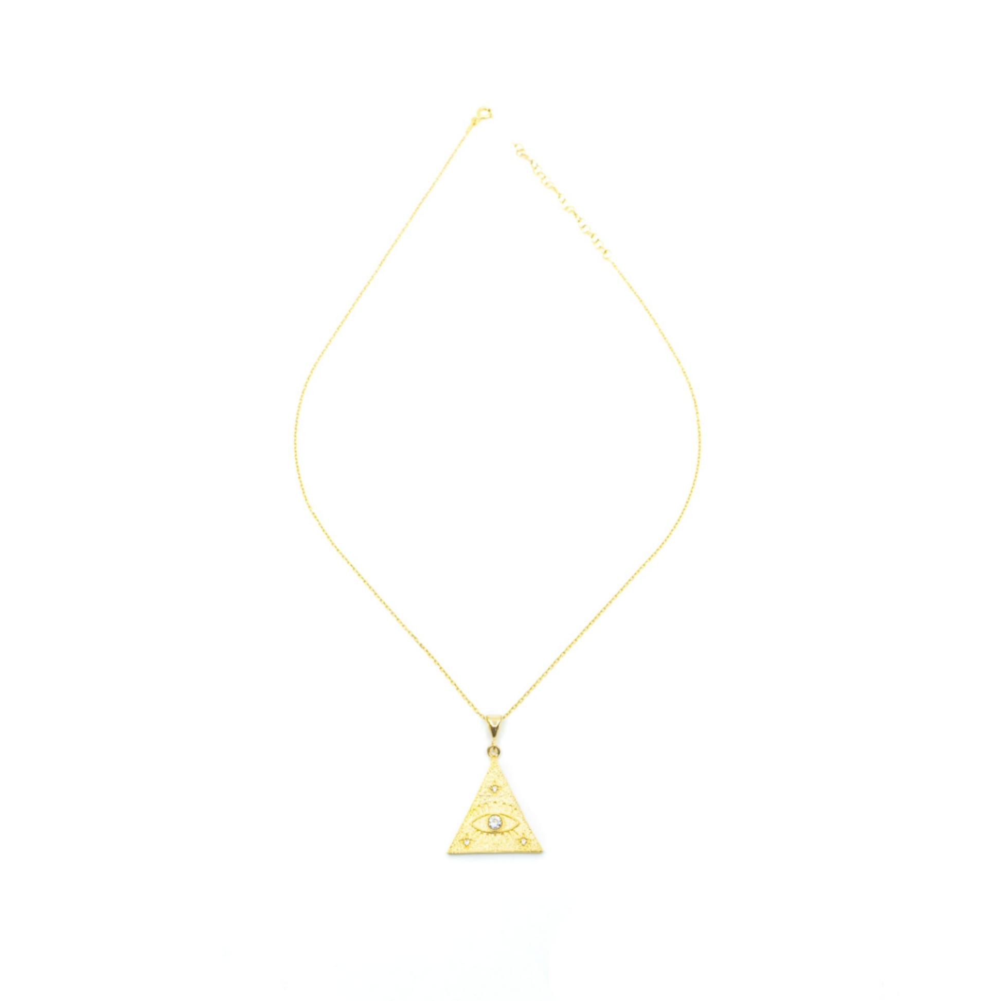 Gold Triangle Evil Eye Necklace - shopzeyzey