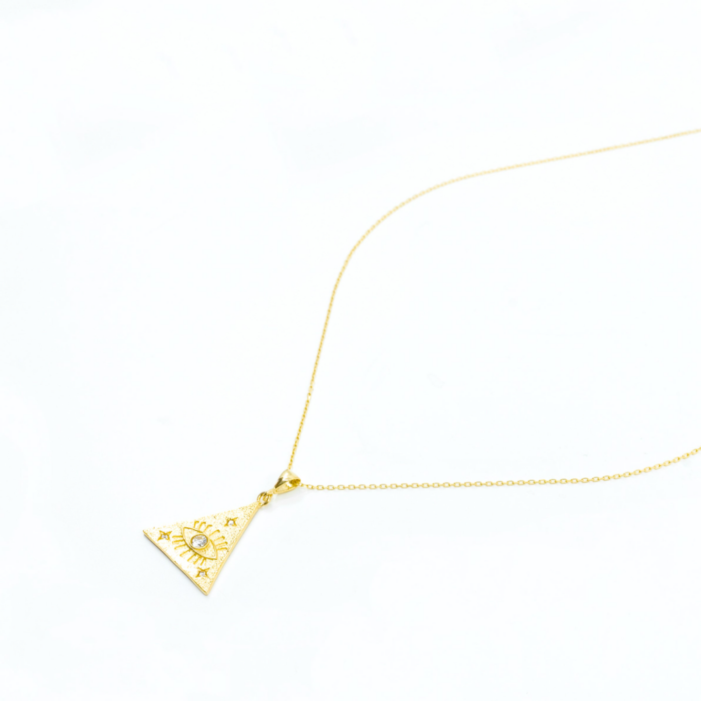 Gold Triangle Evil Eye Necklace - shopzeyzey