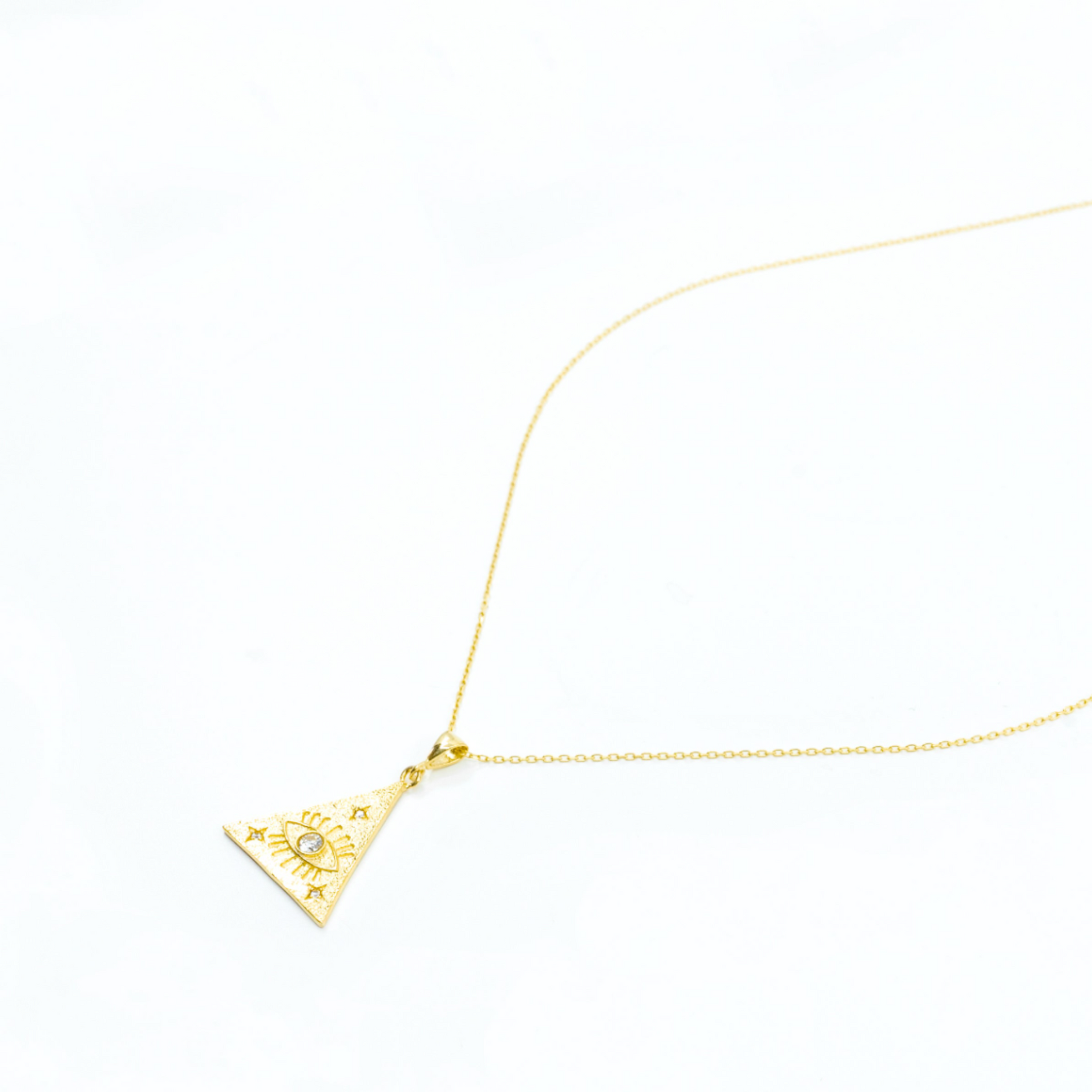 Gold Triangle Evil Eye Necklace - shopzeyzey