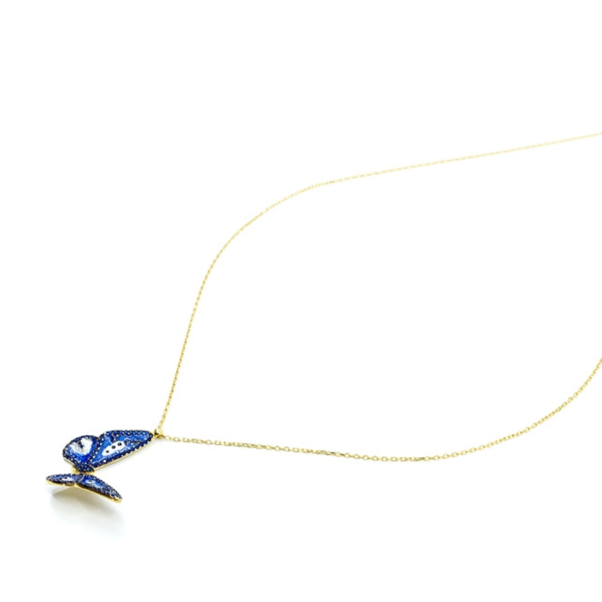 Gold Blue Butterfly Necklace - shopzeyzey
