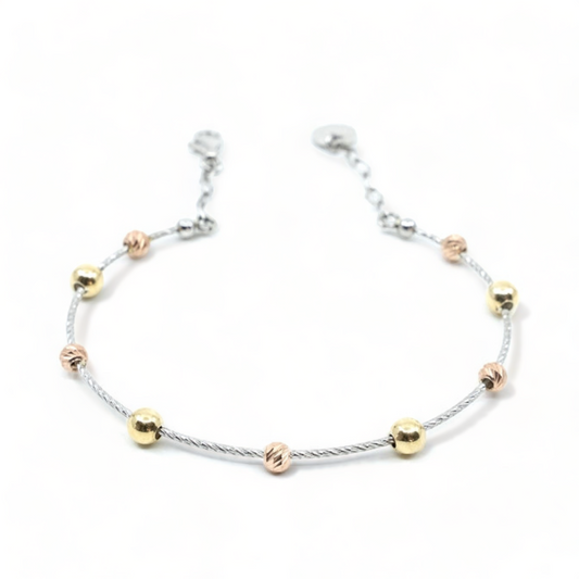 Silver Bracelet with Separated Gold Beads - shopzeyzey