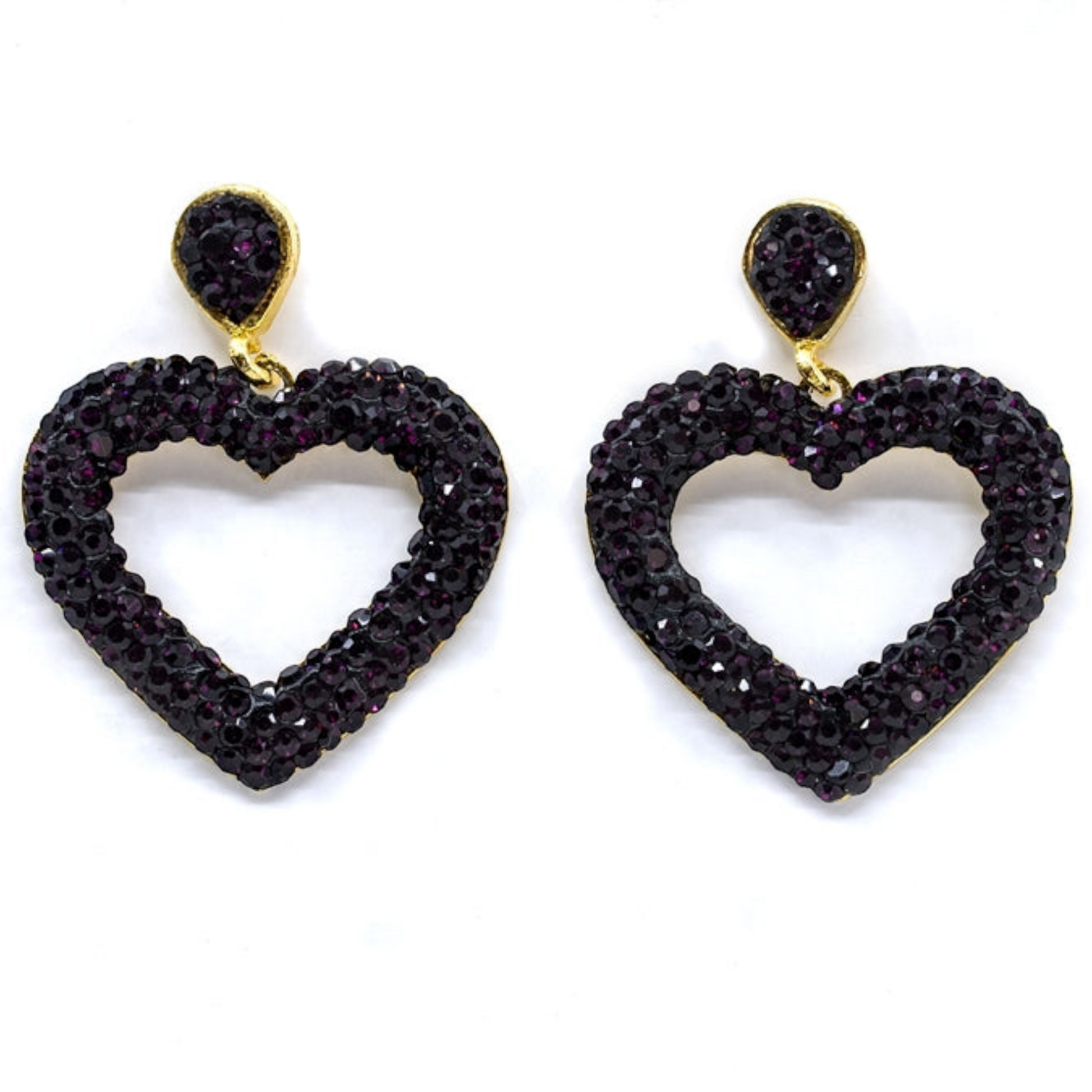 Purple Open Heart Earrings - shopzeyzey