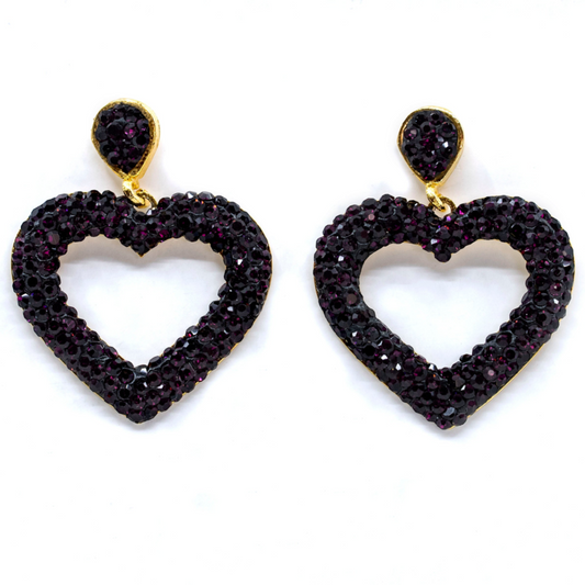 Purple Open Heart Earrings - shopzeyzey