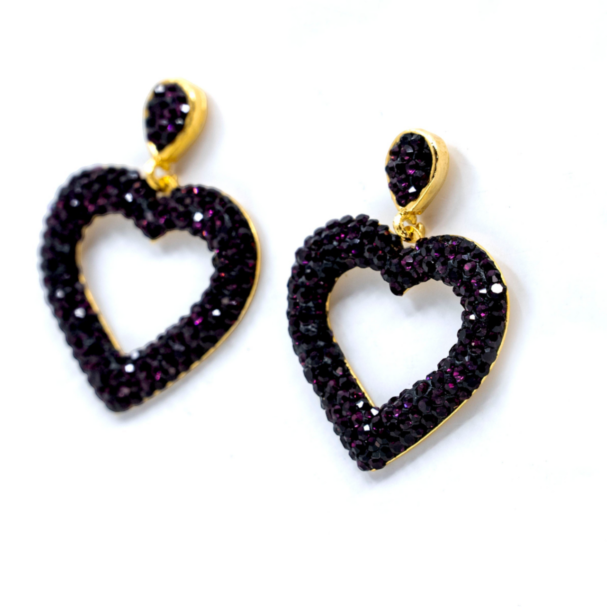 Purple Open Heart Earrings - shopzeyzey