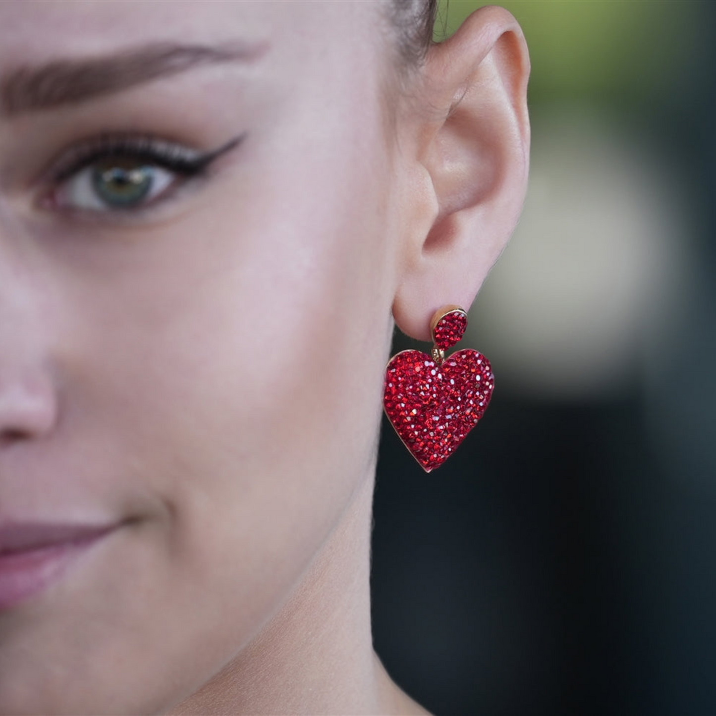 Sparkly Red Heart Earring - shopzeyzey