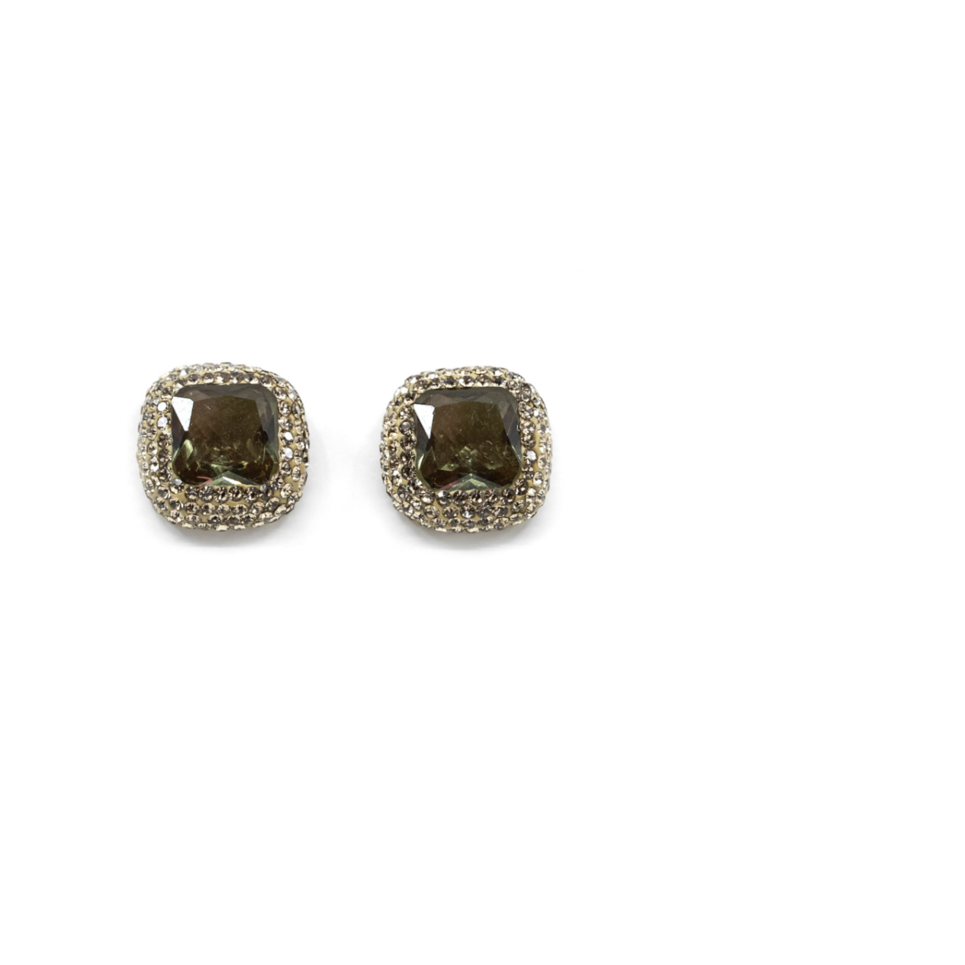 Green Stud Earring Surrounded with CZ Diamond - shopzeyzey