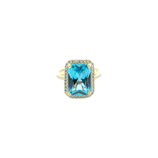 Gold Ring With Light Blue Stone - shopzeyzey