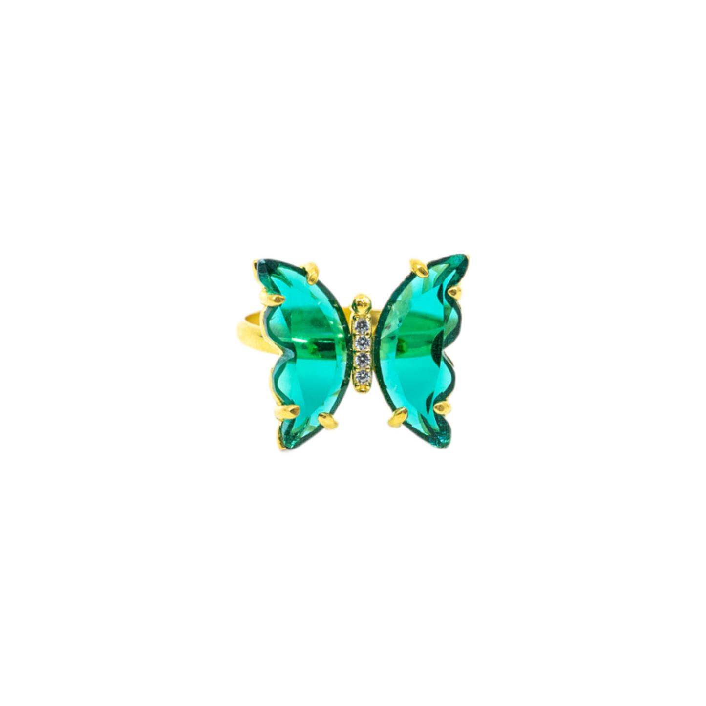 Crystal Green Butterfly Ring - shopzeyzey