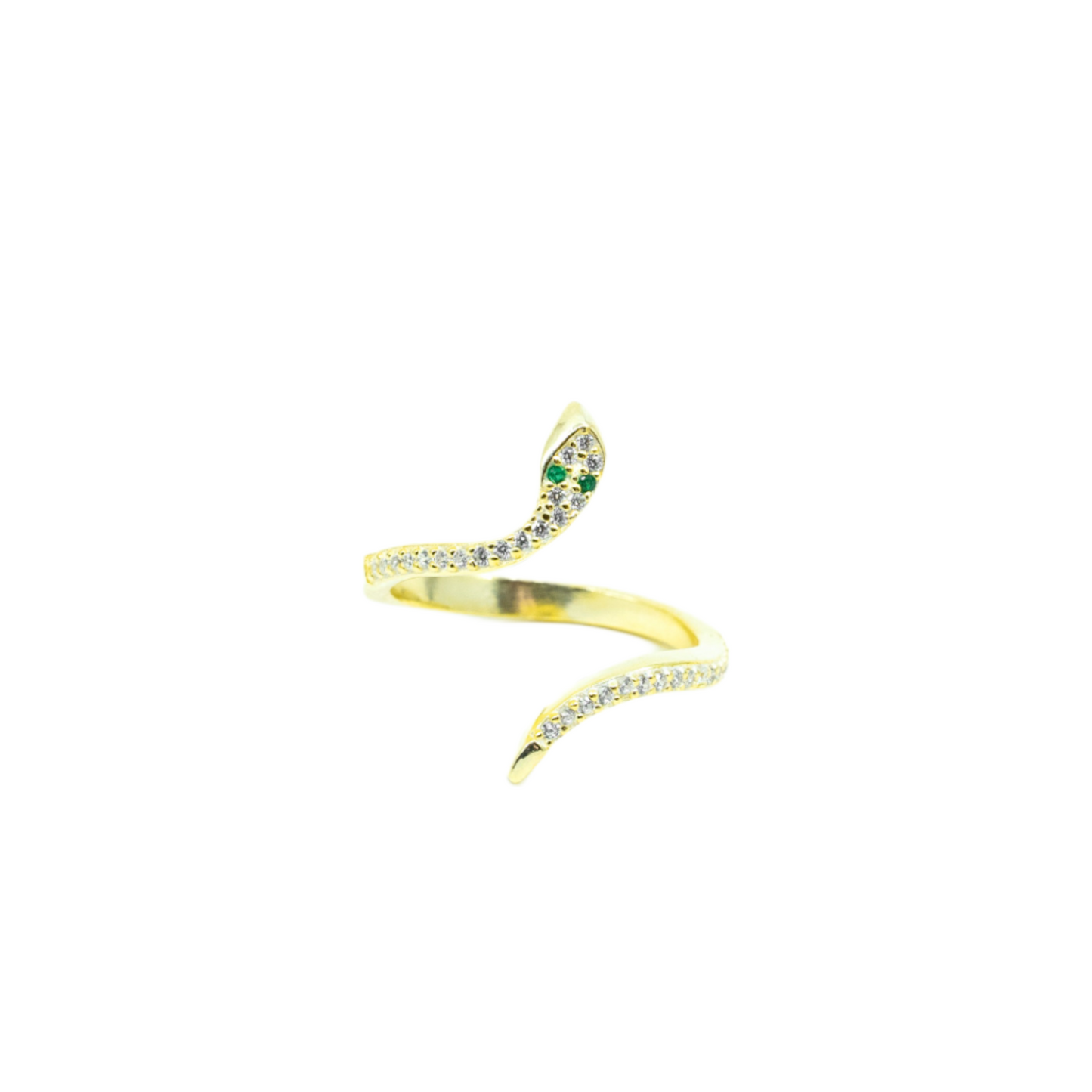 Gold Snake Ring With Emerald Eyes - shopzeyzey